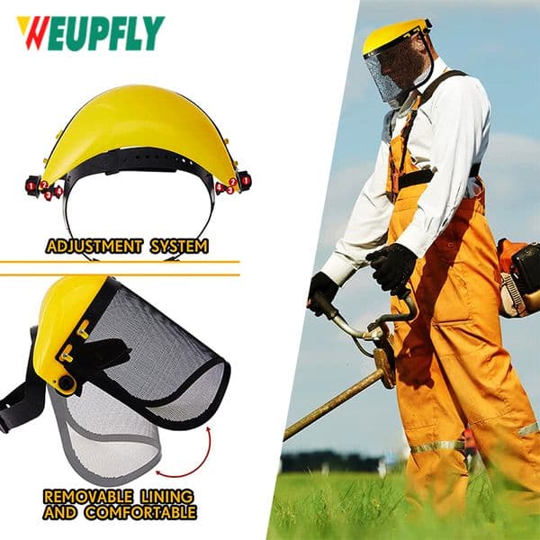 1Pcs Safety Mask with Mesh Visor for Chainsaw Trimmer Pole Pruners, Protective Mask and Mesh Mask for Face Protection