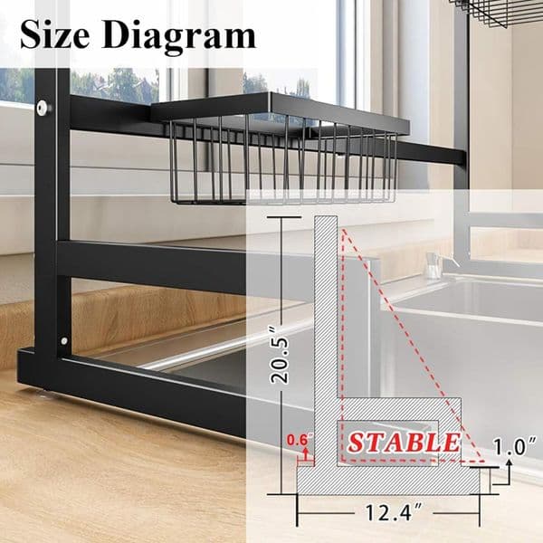 The Sink Dish Drying Rack, Adjustable (26.8" to 34.6") Large Dish Drying Rack for Kitchen Counter with Multiple Baskets Utensil