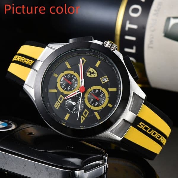 Ferraris Wrist Watches for 2026 New Mens Watches Six needles All Dial Work Quartz Watch High Quality Top Luxury Brand Chronograph Clock Rubber Belt Fashion Montre de