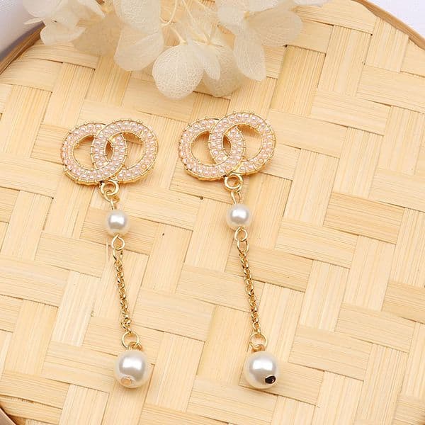 Luxury Designer Earrings Brand Letter Pearl Diamond Earrings Jewelry Accessory Party Wedding Gift