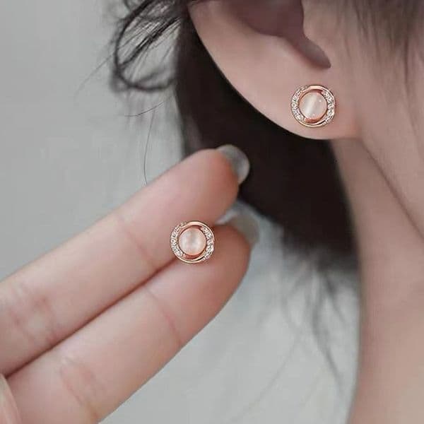needle cat eye stone niche high-end earrings, new 2024 women's light earrings
