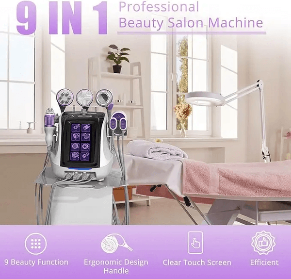 9 In 1 40k 2.5 RF Vacuum Slimming Body Shaping Microcurrent Hot Cold Hammer Salon Beauty