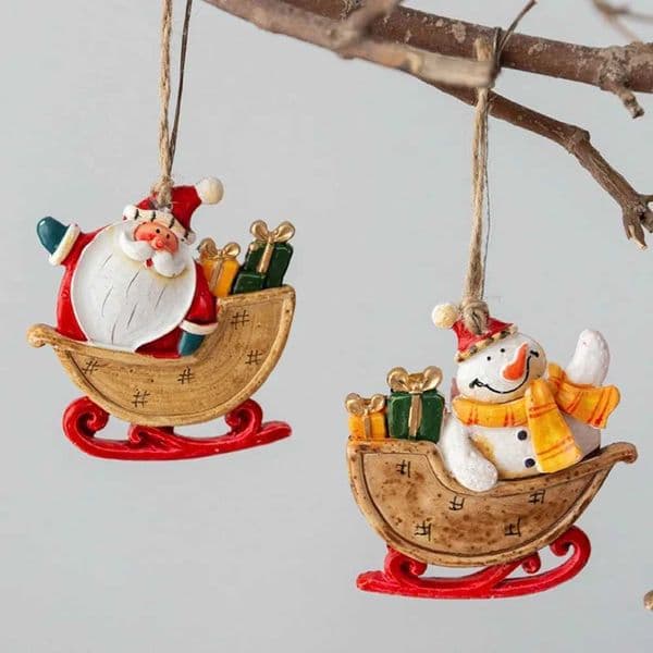 Christmas retro pattern decoration Santa Claus snowman sled resin decoration fairy garden doll house home decoration W241008