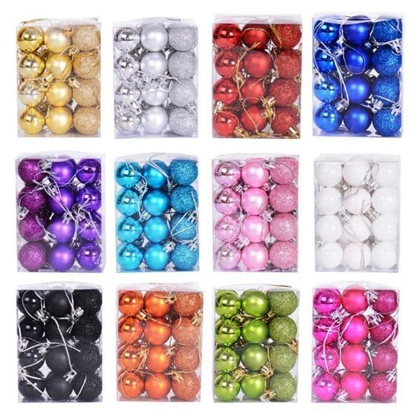 24 piece shatterproof Christmas decoration set Christmas tree ball decoration 3cm 1.18 inches W241008