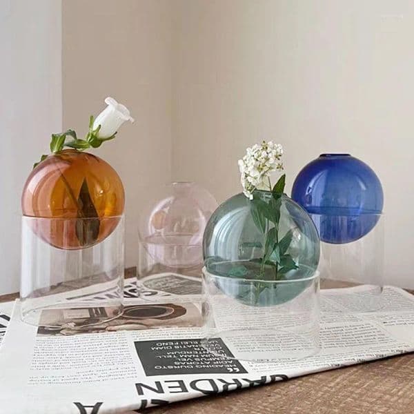 Luxury Designer Vases Creative Spheroidal Glass Vase Flower Arrangement Hydroponic Plant Vintage Pot planter Tabletop Plants Home Bonsai Decor Free Shipping