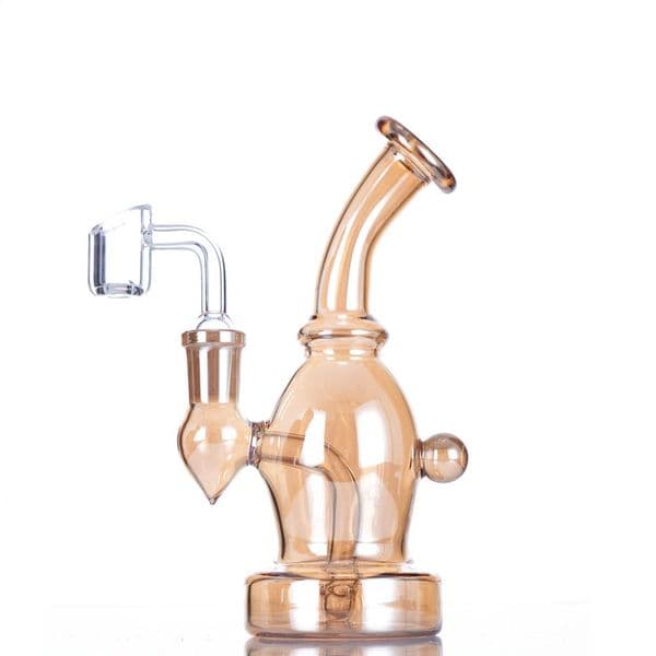 Mini 3-inch Plated Glass Hookah with Quartz Banger - Waterpipe for Smoking