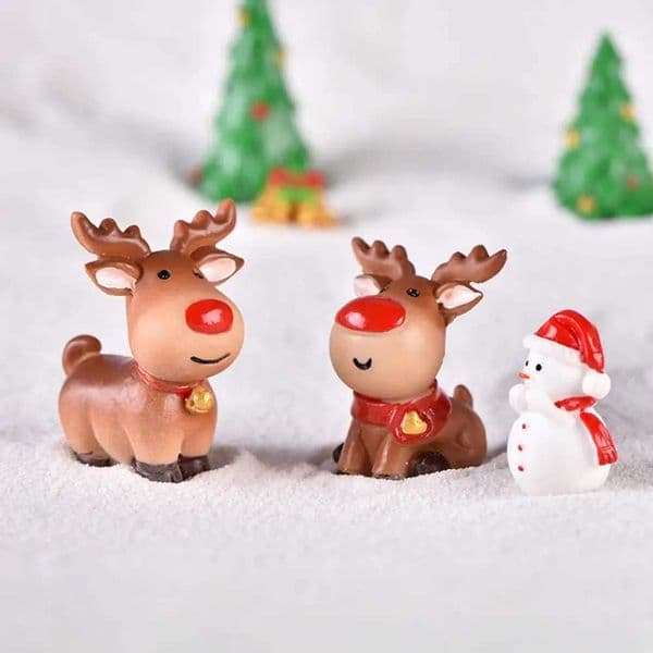 Mini Statue Resin Christmas Elk Santa Claus Celebration Event Merry Christmas Theme Micro Landscape Desktop Statue Celebration Event W241008