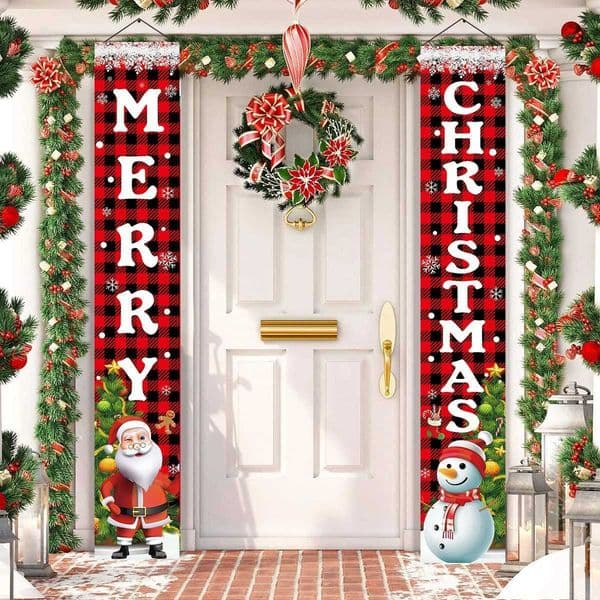 Merry Christmas Door Banner Decoration 2024 Family Christmas Decoration Hanging Celebrations Navidad Christmas Gifts New Year 2025 W241008