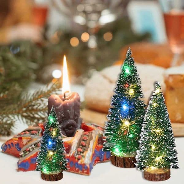 Mini artificial Christmas green cedar LED light pine needle tree Christmas decoration desktop decoration Christmas tree gifts W241008