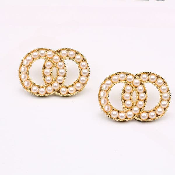 Fashion Pearl Rhinestone Stud Earrings For Women Designer Earring Vintage Elegant Metal Wedding Charm Earrings Jewelry
