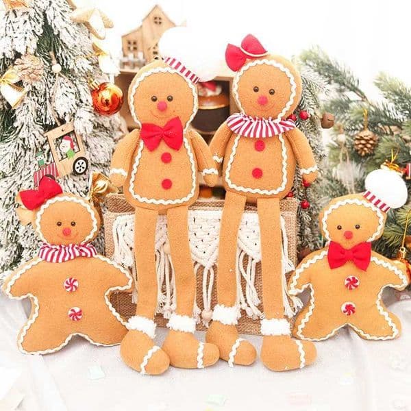 Gingerbread Man Doll Christmas Plush Leg Doll Christmas Tree Decoration 2024 New Year Childrens Christmas Decoration W241008