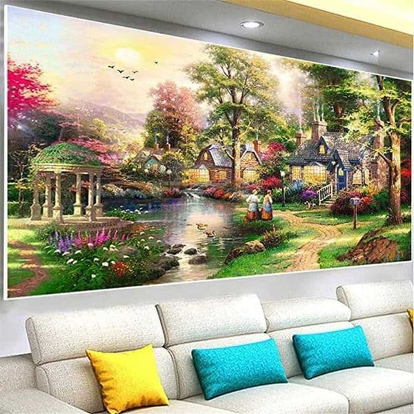 Vintage rural landscape painting living room office bedroom modern art decoration canvas painting W241010