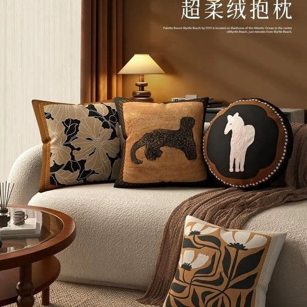 Designer pillowcase Nordic retro series Throw pillow living room sofa deluxe decorative balcony bay window office seat back