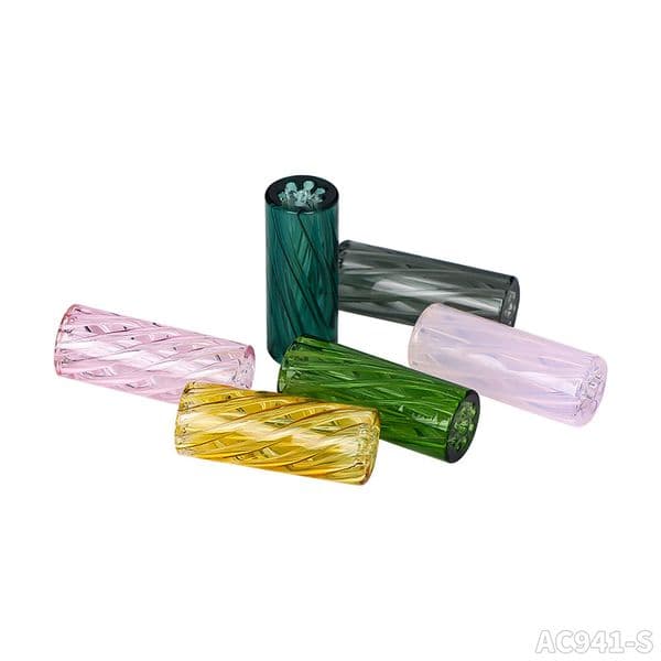 Wholesale Colored Glass Filter Tips Round Mouth for Dry Herb Tobacco, 7 Spiral Holes Blunt Rolling Tips 10mmOD 12mmOD 30mm