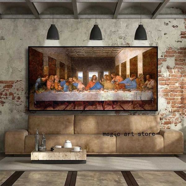 Leonardo da Vincis last famous dinner art poster canvas wall print living room home decor Cuadros W241010