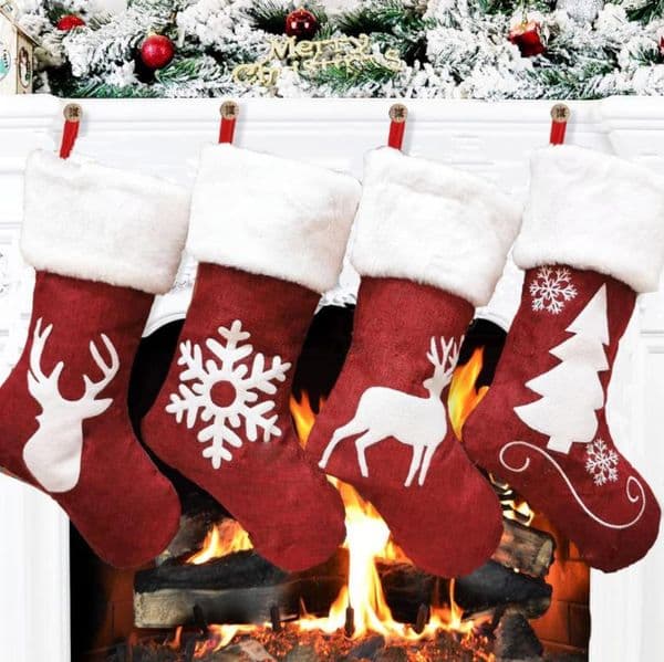 46cm Christmas Stocking Hanging Socks Xmas Rustic Personalized Stockings Christmas Snowflake Decorations Family Party Holiday Supplies ni315