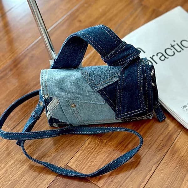 Cowboy bag patch work fashion buckle Korean fully matched casual shoulder bag handbag pure and bag cross body 241008