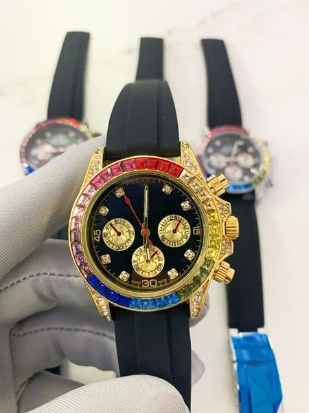 Rol Wrist Watches for 2026 New Mens Watches Six needles All Dial Work Quartz Watch High Quality Top Luxury Brand Chronograph Clock Steel Rubber Fashion Rainbow DAYT