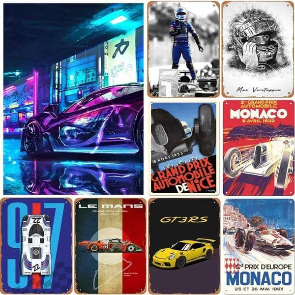 Vintage Monaco Grand Prix Metal Tin Signboard Vintage Wall Art Decoration Mens Cave Home Cafe Garage Club Bar W241010