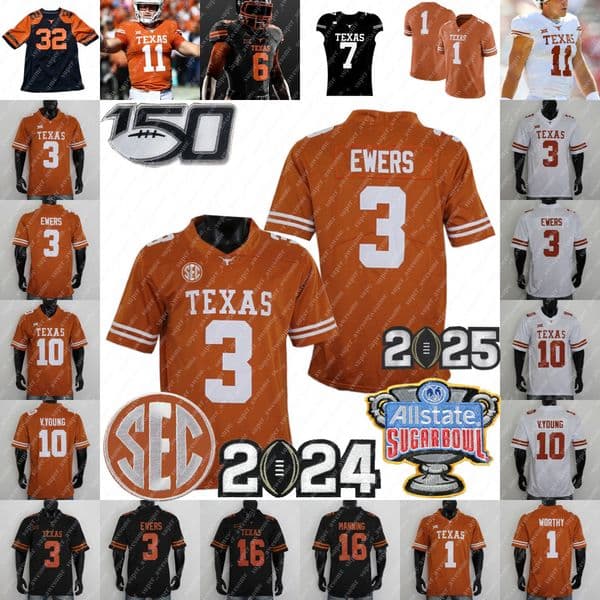 Texas Longhorns Football Jersey Quinn Ewers Arch Manning Isaiah Bond Ryan Wingo Jaydon Blue Anthony Hill Jr Jerrick Gibson Xavier Worthy McCOY WILLIAMS YOUNG HOOK EM