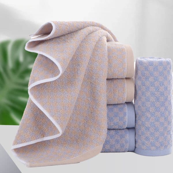 pure small grid thickened, soft, absorbent towel, household shower face towel
