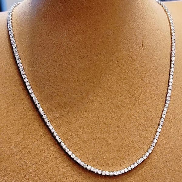 Hip Hop Tennis Chain Pendant Top Sell Vintage Jewelry Sterling Silver Round Cut Cubic Zircon CZ Diamond Party Eternity Women Wedding Necklace Gift