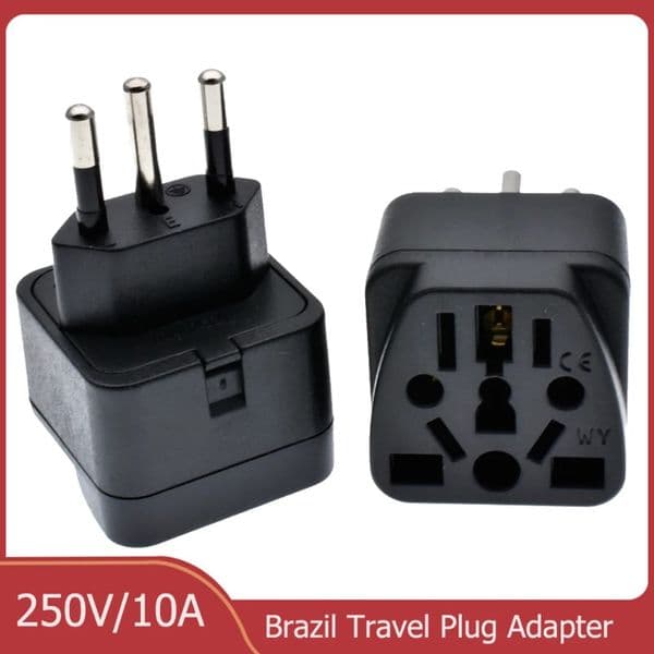 Universal Brazil Plug Adapter 3 Pin EU Euro AU US UK To Brazil Travel Adapter Electric Power Cord Charger Socket Outlet 5pcs/pack