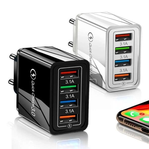 4 Port USB Charger Quick Charging 3.0 Tablet Portable Power Adapter For iPhone Samsung Mobile Phone Wall Charger EU/US Plug Fast Charger