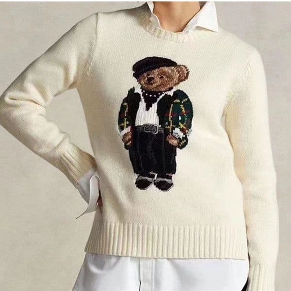 ys Women's Sweaters Designer Wool Blend Cartoon Bear High-Quality Autumn And Winter Sweater For Women With High Elasticity y Tracksuit D21
