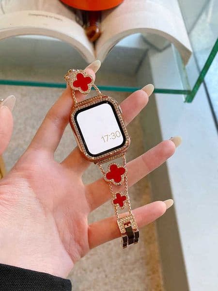 Diamond watch case For Apple Watch Straps 38mm 40 49 42 44 45 MM Apple Watch iWatch 6 5 7 8 SE Strap Metal Beryl Fine Diamond Female Bracelet Watchband