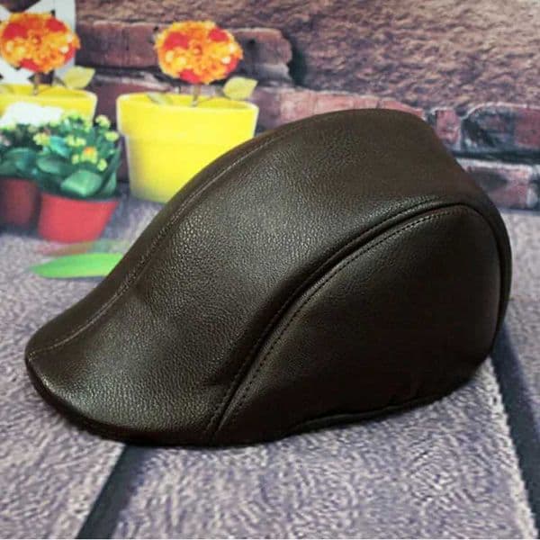 Berets Formal Business Women Men Beret Hat PU Leather Men Newsboy Cabbie Ivy Cap Black Brown Classical Mode Collocation Suit z241018