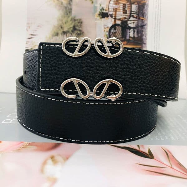 Luxury Designer Belt Fashion Lychee Grain Genuine Leather Belt Width 3.8cm Gold Silver Smooth Buckle Belts Men Women Formal Dress Jeans Waistband