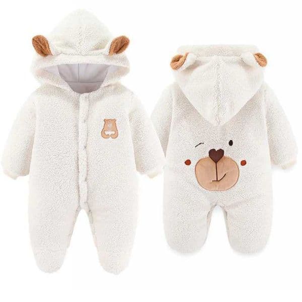 0-12M Cute Plush Bear Baby Hoodie Baby Hoodie Full Set Hoodie Autumn Warm Wool Hoodie Baby Hoodie Newborn Clothing W241021