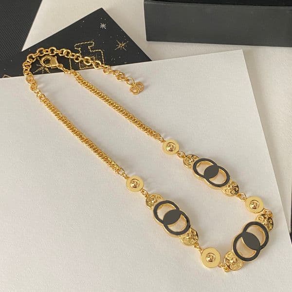 18k Gold Plated Necklace New Three Circle Design Star Pattern Matching Necklace Temperament Trendy Mens Womens Gift Necklace Box