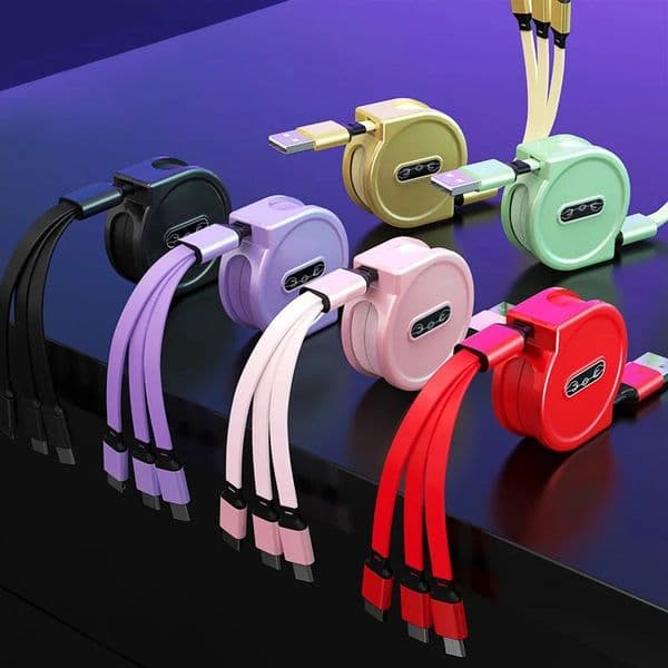 Universal Retractable 3 in 1 USB Charge Cable For iPhone Micro USB Type C Cable Fast Charging Portable Cable For Samsung Xiaomi