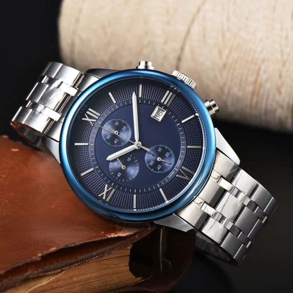 Swiss watch Durul series three-eye chronograph steel strap men's watch