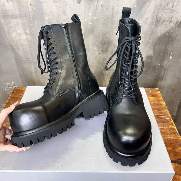 designer Shoes Stomper Ankle Boots Paris Men fashion Platform Boots luxury calfskin leather suede Boots Size 40-46