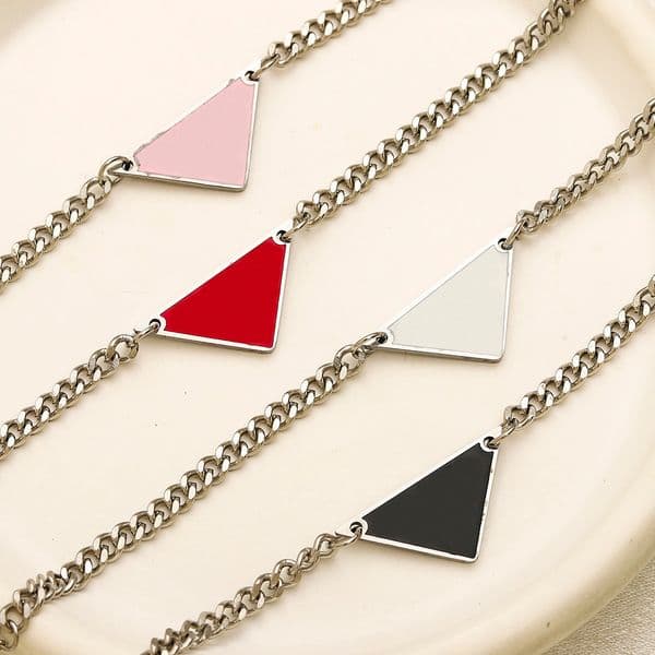 925 Silver Plated Bracelet Fashionable Triangle Design Stainless Steel Material Bracelet Trendy Gift Bracelet Birthday Gift