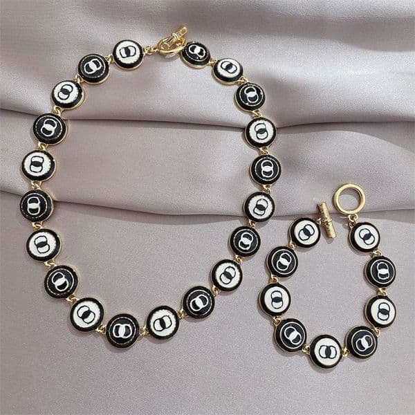 Necklace Bracelet Set 18K Gold Plated Alloy Fashion Women Designer Necklaces Choker Pendant Chain Necklace Wedding Jewelry