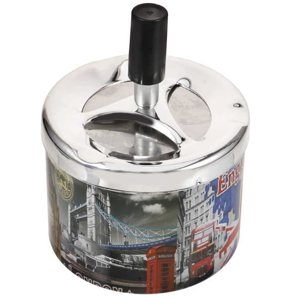 Stainless steel ash tank automatic insulation decoration UK Souvenirs gift cigars outdoor metal durable tabletop W241024