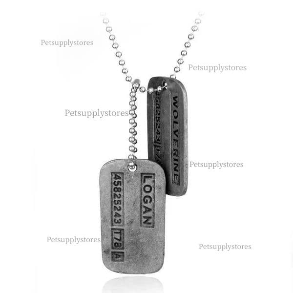 Tag ID Card Two Double Sided Name Dog Tags on 20 Inch Chain Pendants Necklace for Wolverine Lover Gifts Costume Cosplay AccessoryL4710