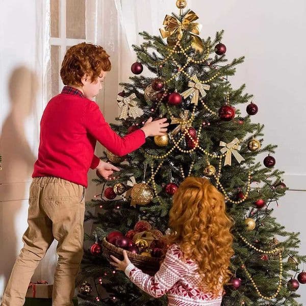 5-meter Christmas decoration bead chain red/gold/silver beads granite tree decoration hanging pearl Christmas celebration W241029
