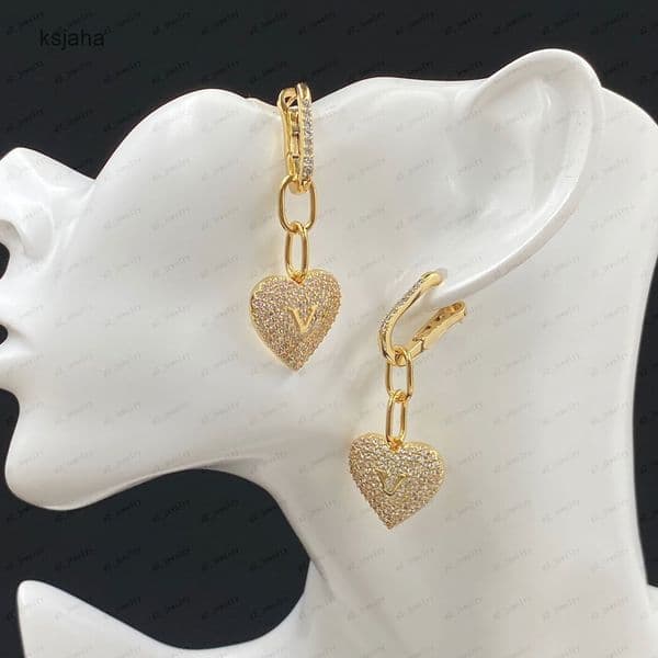Luxury designer Earring 18k Gold full diamond earrings womens wedding gift fine designer jewelry of high quality earings