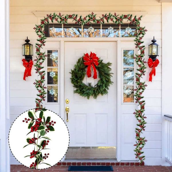 New 8-foot Cranberry Christmas Garden Flexible Artificial Berry Garden for Winter Christmas and New Year Holiday Decoration in 2024 W241029