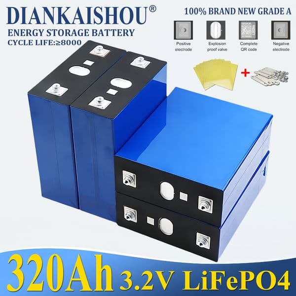 1-16PCS 320Ah 3.2V Lifepo4 Rechargeable Battery Lithium Phosphate Travel Solar Campers Cell 12V 24V 48V batteries new Grade A