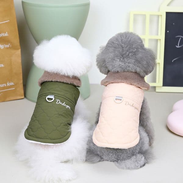 Pet Supplies Dog Apparel Inside Fleece Fur Collar Dog Coat Vest Autumn Winter Pet Two Legs Clothes
