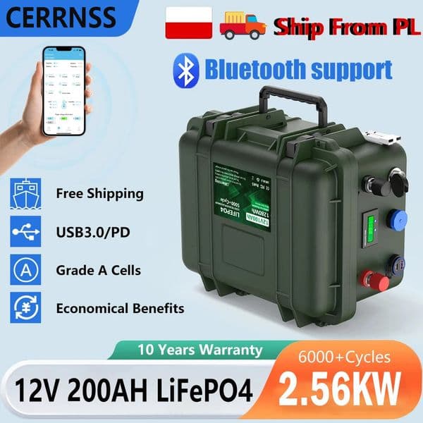 LiFePO4 12V 100AH 140AH 200AH Battery Pack 12.8V Lithium Battery 6000+ Cycle With Bluetooth BMS Grand A Cells For Boat RV NO TAX