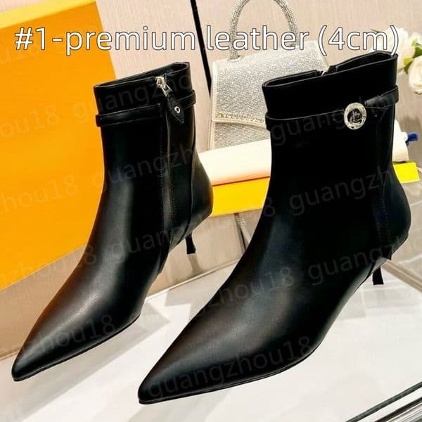 10A Premium Short Boots Women's Pointed Toe Leather Shoes Outdoor Winter Boot Festival Gifts 29189