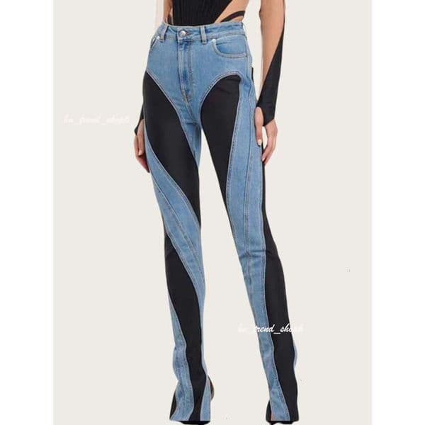 Jeans Womens Designer Trouser Legs Open Fork Tight Capris Denim Trousers Add Fleece Thicken Warm Slimming Jean Pants Brand Women Clothing Embroidery Mugler 90b 08 88