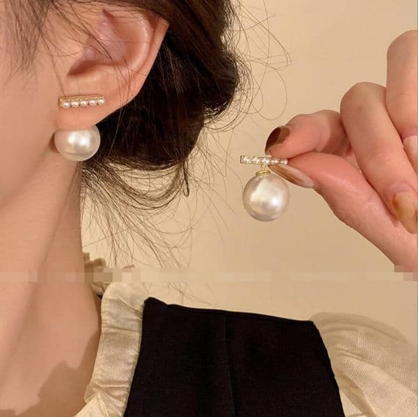Simple Big Small Pearl Stud Earring Jewelry Luxurys Style Stud Earrings For Women 925 Silver Ear Studs Love Earings Wedding Gifts S215